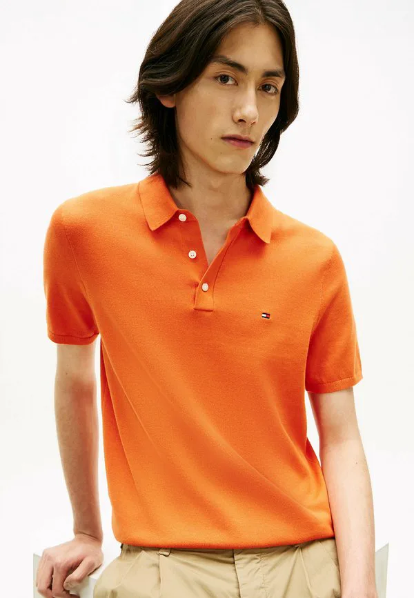 Рубашка-Поло стандартного кроя из трикотажа. Tommy Hilfiger, Brilliant Orange — фото 4