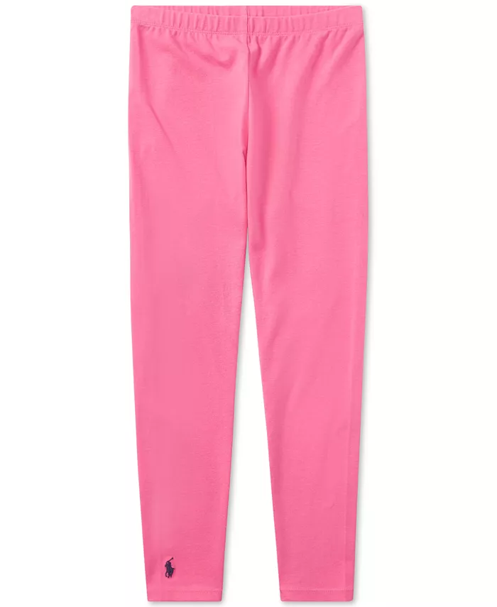 

Леггинсы из хлопка с вышивкой пони Big Girls Stretch Polo Ralph Lauren, розовый