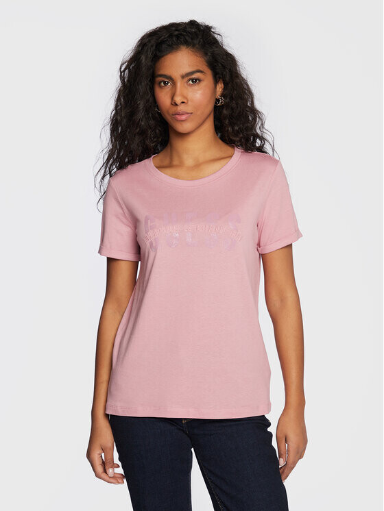 

Футболка стандартного кроя Guess, розовый