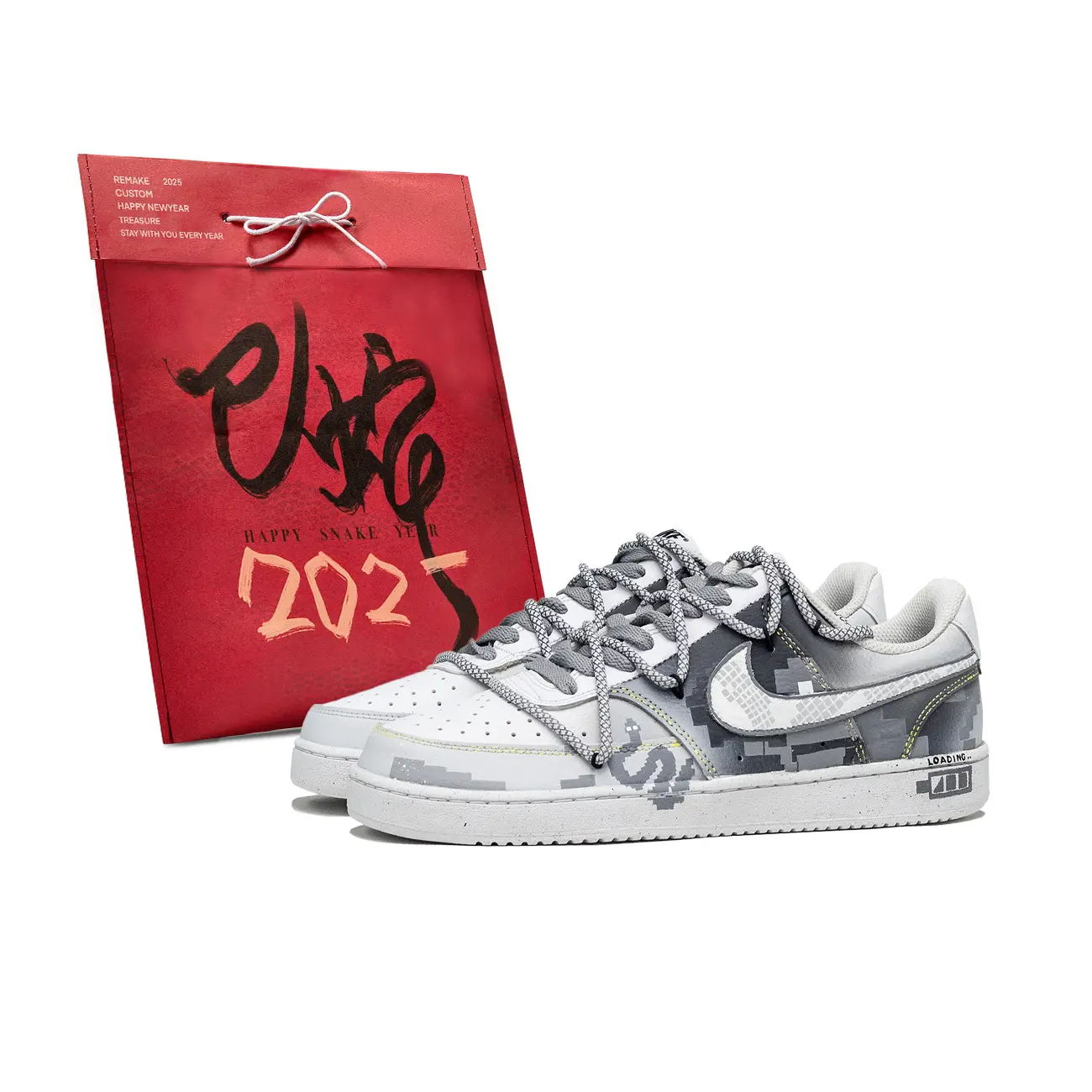 

Кроссовки skateboard men's court vision 1 serpent lucky, shopping bag, archive maze low top Nike, черный