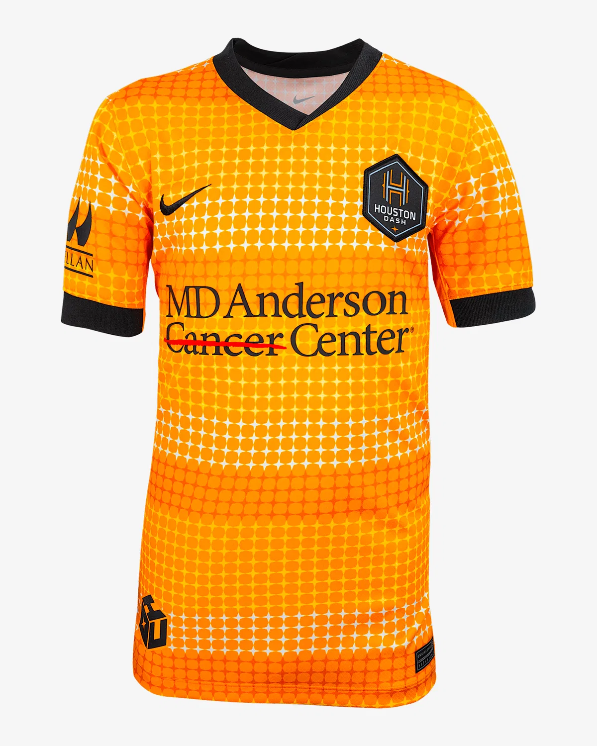 Большой детский Nike Dri-FIT NWSL Replica Jersey Houston Dash 2025 Stadium Home, Vivid Orange/Black