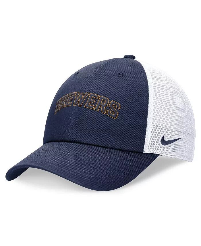 

Мужская темно-синяя регулируемая шляпа Milwaukee Brewers Evergreen Wordmark Trucker Nike, синий