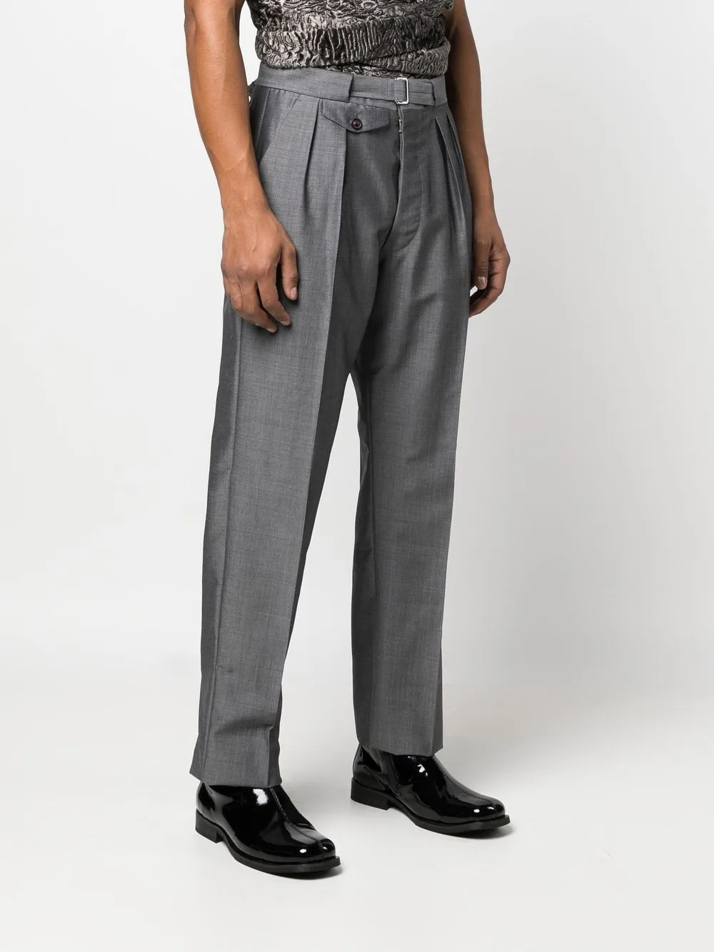 Зауженные брюки с поясом MAISON MARGIELA, серый — фото 3