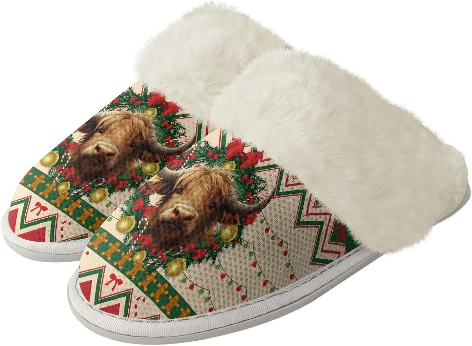 

Рождественские милые хлопковые тапочки для женщин и мужчин, мягкие, уютные, удобные, легкие домашние тапочки для пар Zhangruoheng, Christmas Cow Print