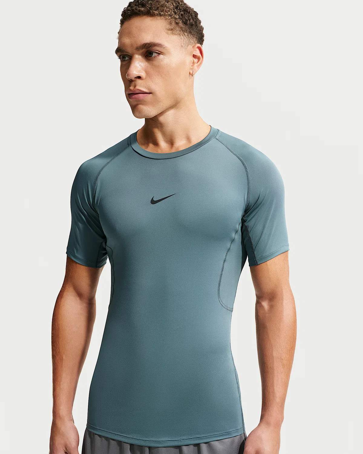 Мужская облегающая футболка с коротким рукавом Dri-FIT Nike Pro, Mineral Slate/Black