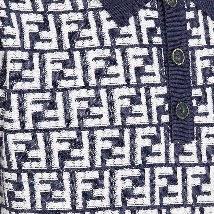 Футболка поло с коротким рукавом и принтом Ff, FENDI, синяя — фото 4