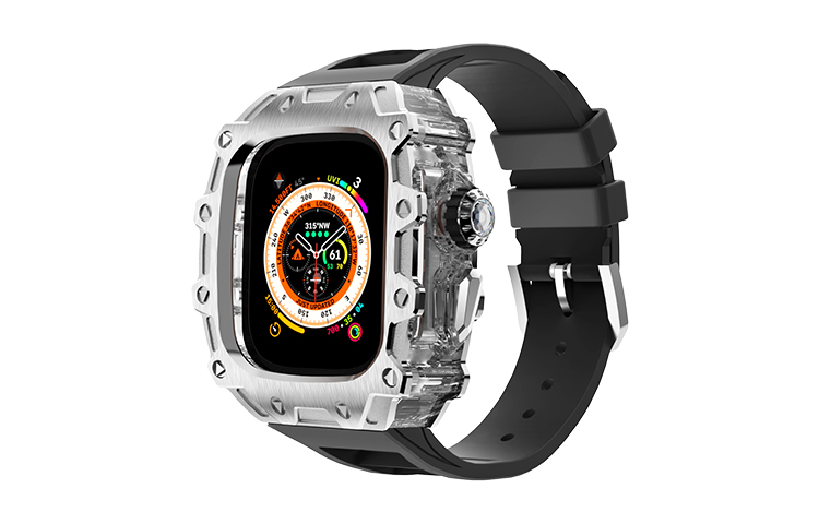 

HUALIMEI Часы Strap Huawei Compatibility FKM Fluoroelastomer Material, Silver + black belt