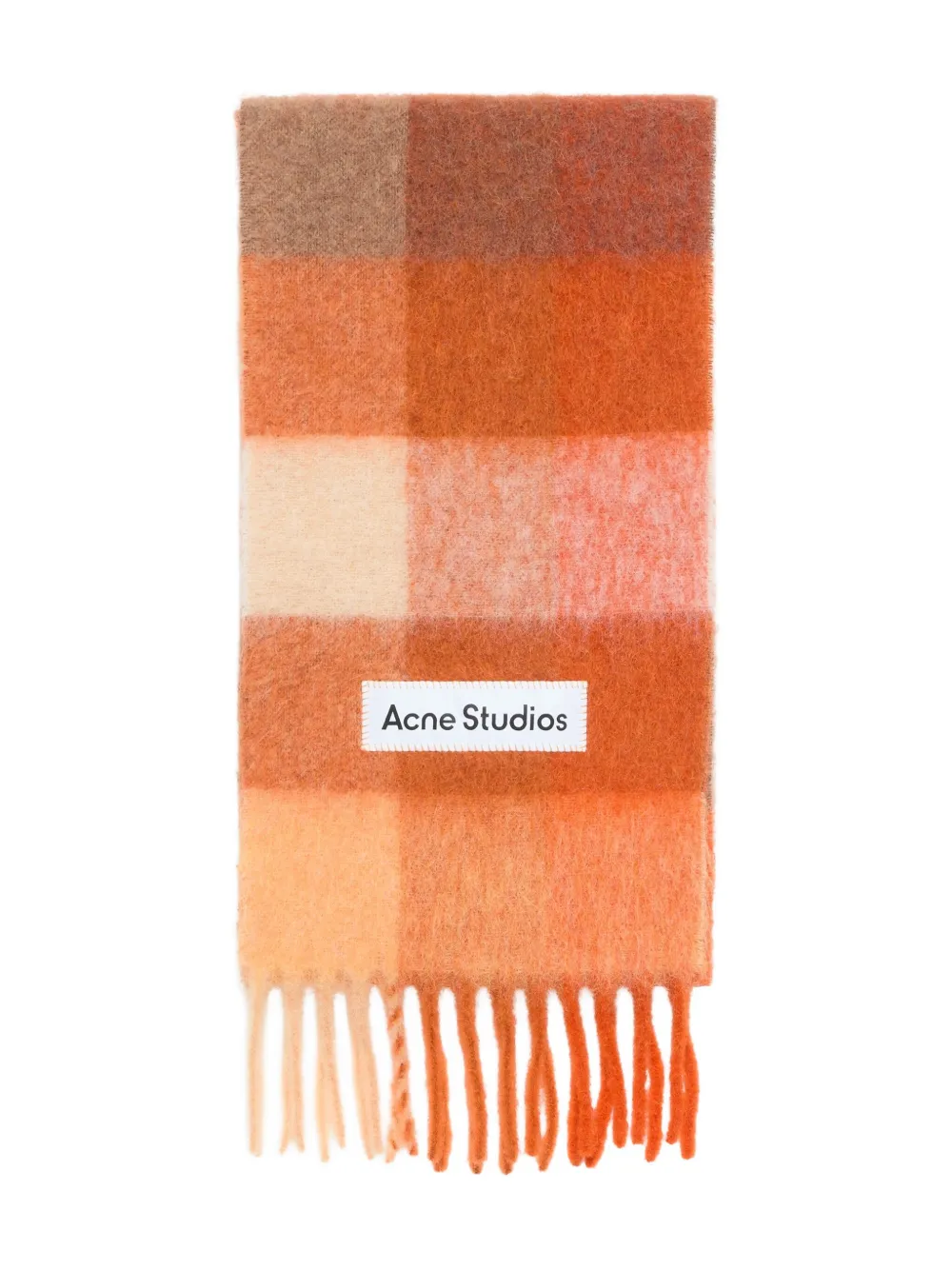 

Клетчатый шарф с бахромой Acne Studios, оранжевый