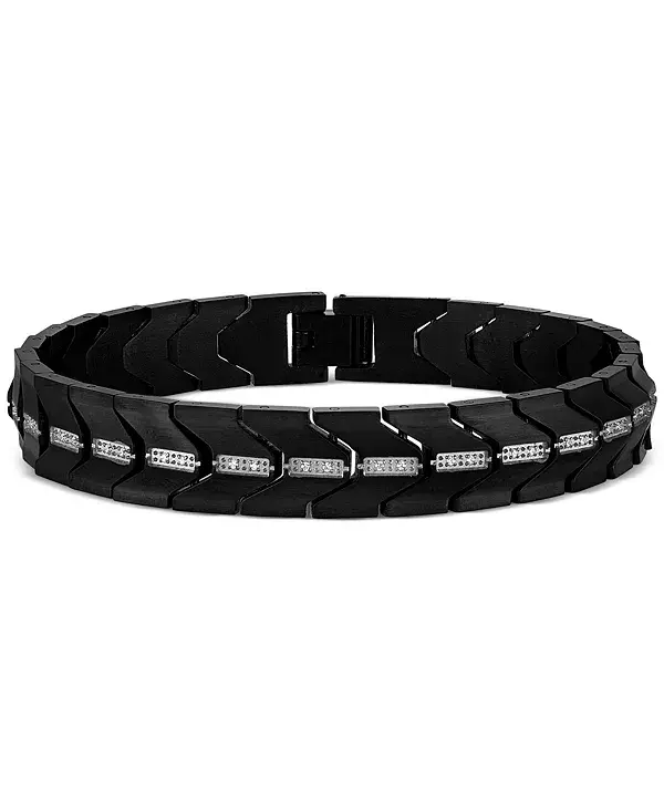 

Браслет с бриллиантами шевронного плетения (1/4 карата) из нержавеющей стали с черным ионным покрытием Esquire Men'S Jewelry, black