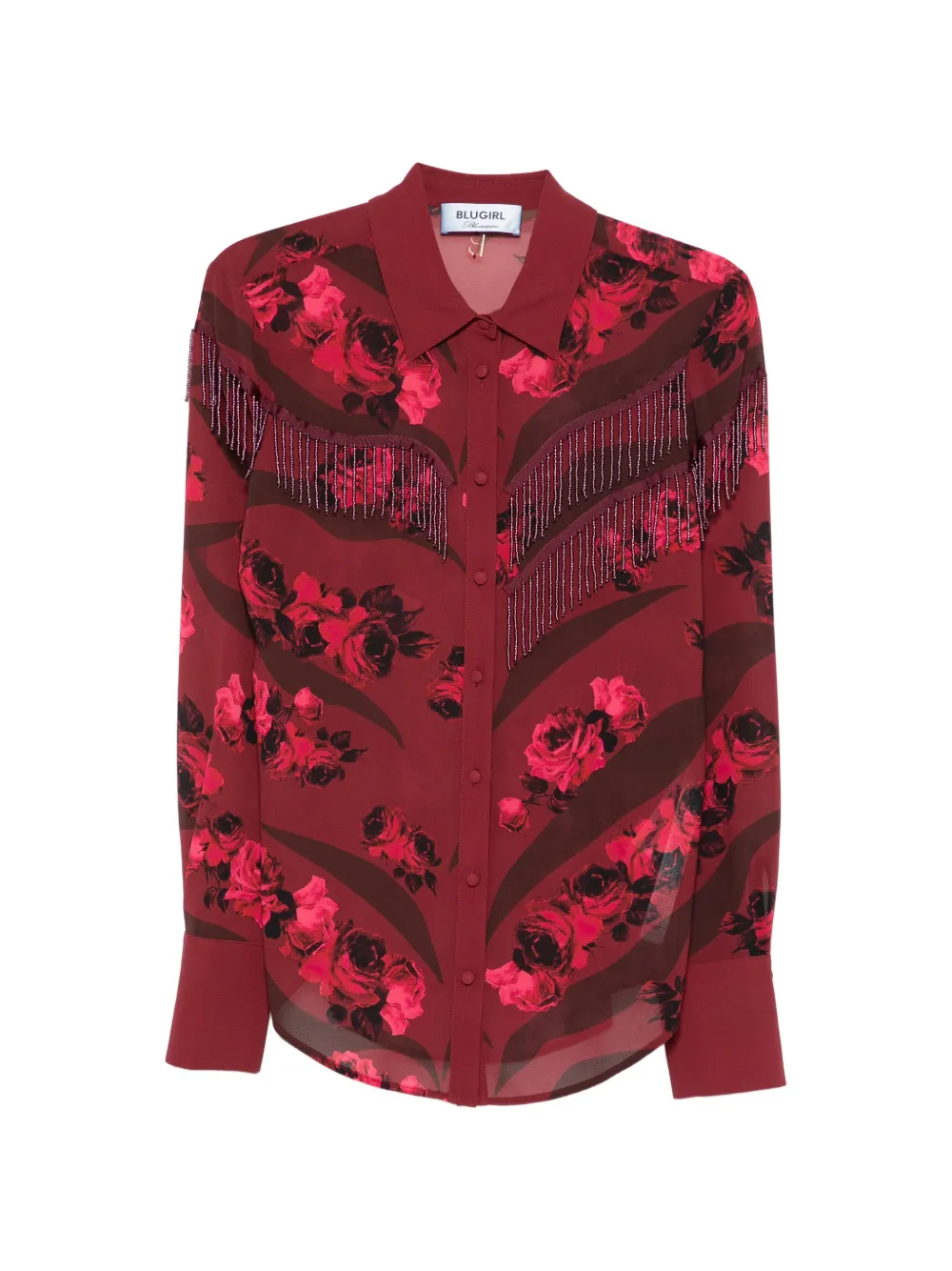 

Рубашка с цветочным принтом и бахромой Blugirl, красный