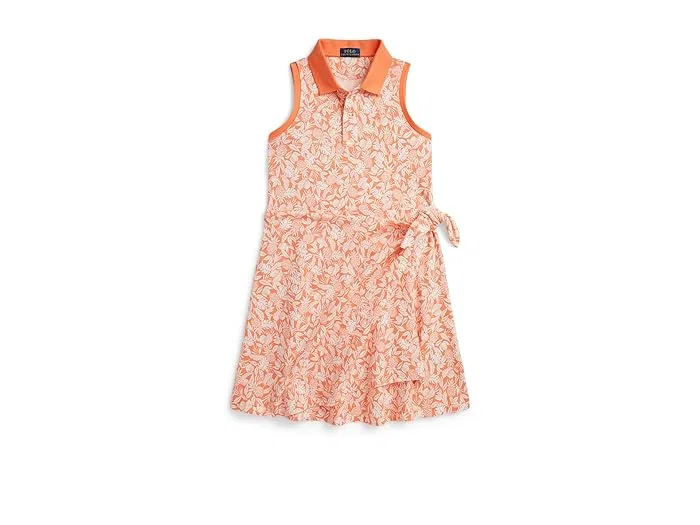 Платье Polo с запахом ананас Pineapple Faux-Wrap Mesh Polo Dress Polo Ralph Lauren Kids, Desert Rose
