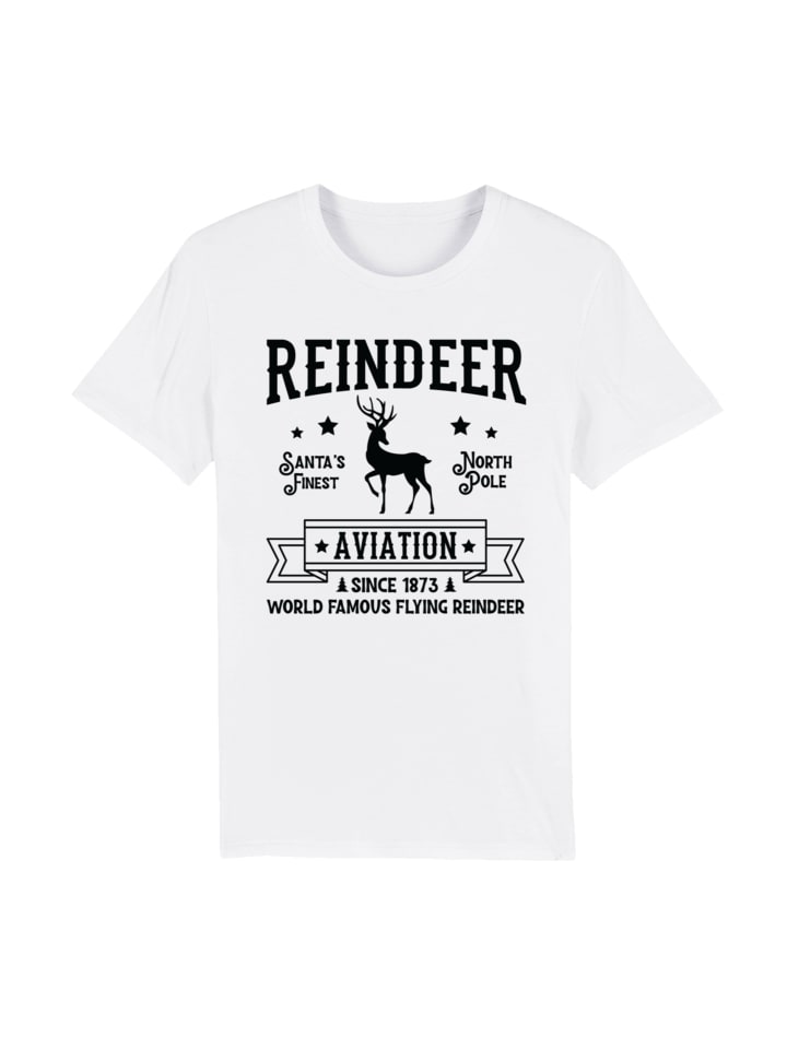 

Футболка F4NT4STIC T-Shirt Reindeer Aviation Retro Weihnachts Sign, белый