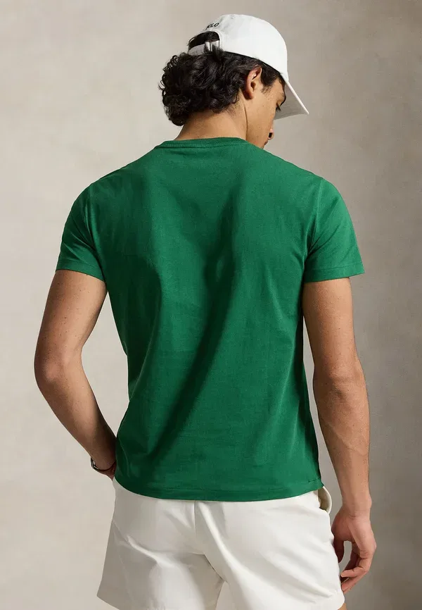 Футболка Polo Ralph Lauren Custom Slim Fit Jersey V-Neck Basic T-Shirt, новый лесной — фото 3