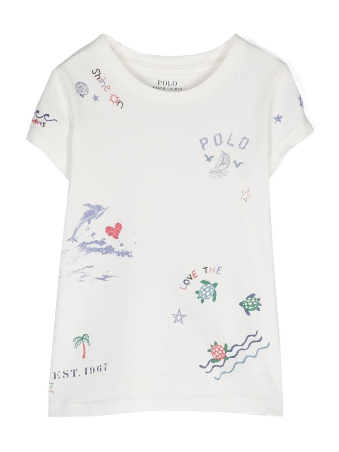 

Футболка с графическим принтом Ralph Lauren Kids, белый