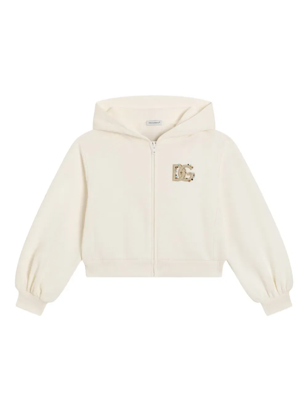 Толстовка на молнии с вышитым логотипом Dolce & Gabbana Kids, белый