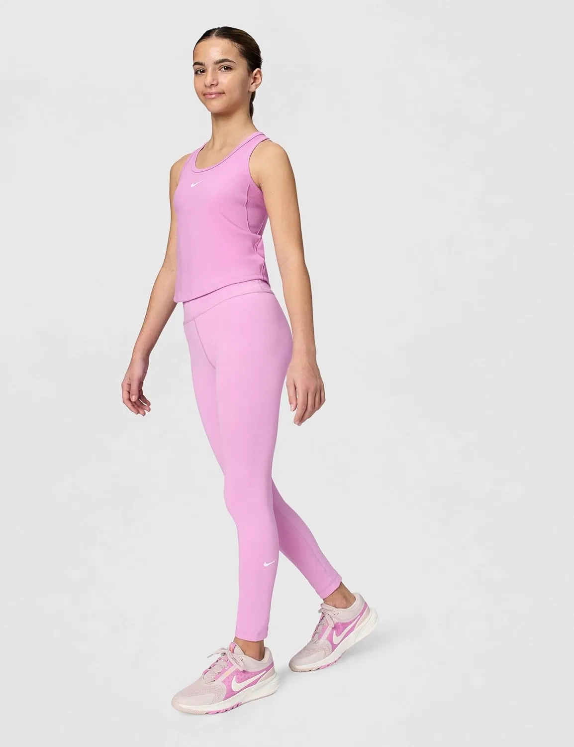Леггинсы Nike Dri-FIT с высокой талией, Light Magenta/White — фото 2