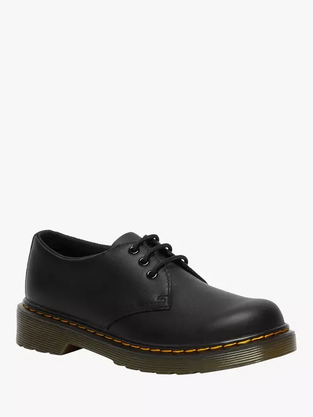 Детские кожаные туфли на шнуровке 1461, черные Dr. Martens — фото 2