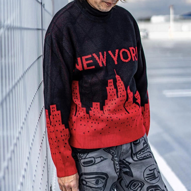 Свитер Supreme SS20 Week 1 New York Sweater City Pullover Knit Unisex Black Red SUP-SS20-050, красный — фото 3