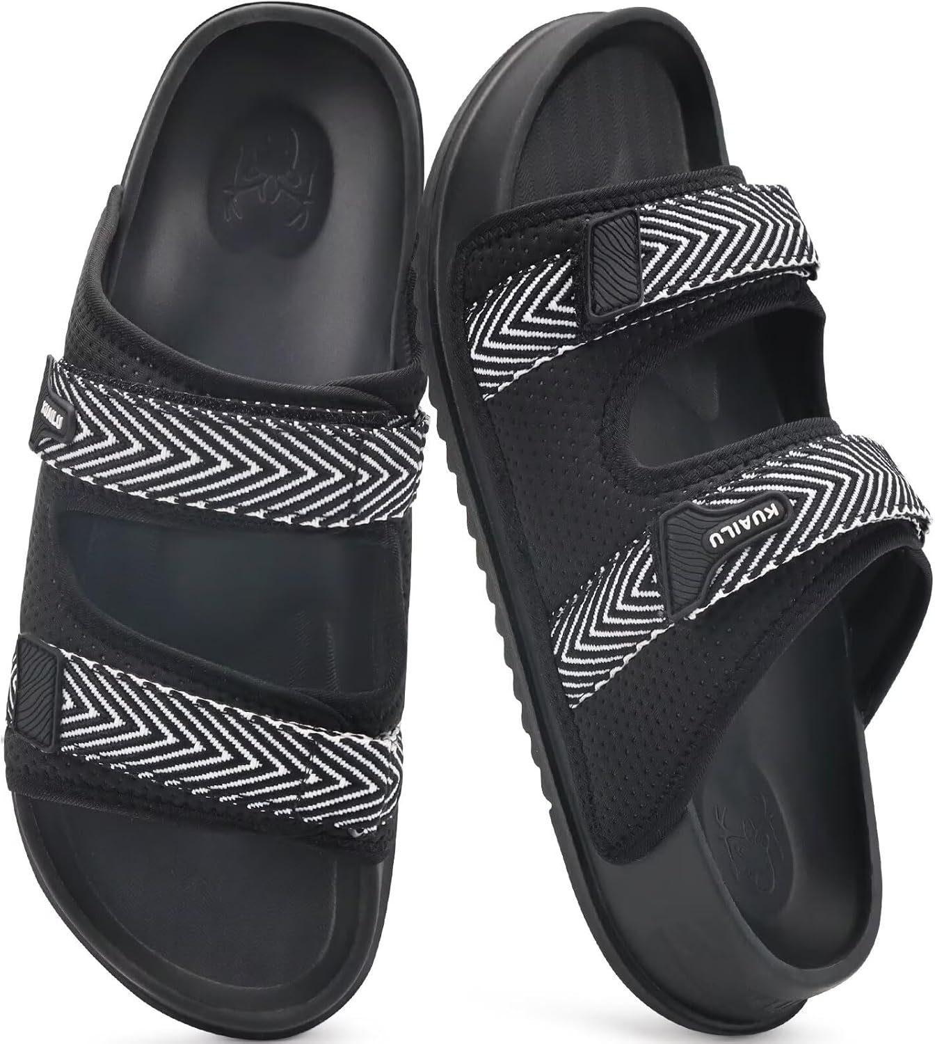 

Мужские повседневные сандалии KuaiLu, удобные ортопедические с поддержкой свода стопы, при фасциите, пляжные спортивные прогулочные туфли, с амортизирующей подошвой из пены с эффектом памяти, шлепанцы для дома и улицы, черный