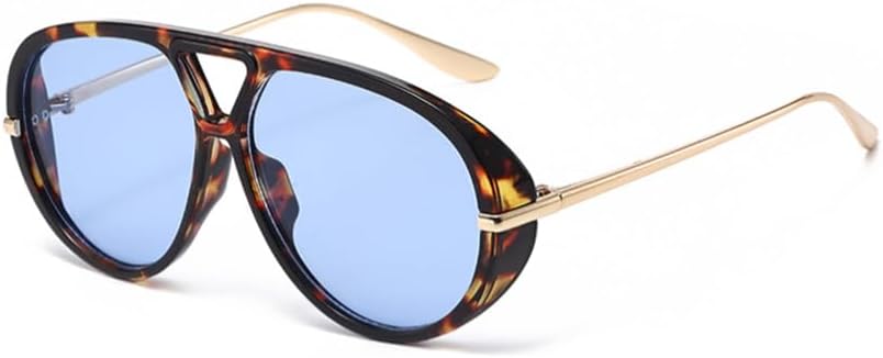 

Солнцезащитные очки-авиаторы ENTHYI большого размера для женщин и мужчин, в стиле 70-х, модные, большие, с надежной защитой, дизайнерские, ретро, ​​женские, Leopard Print-blue