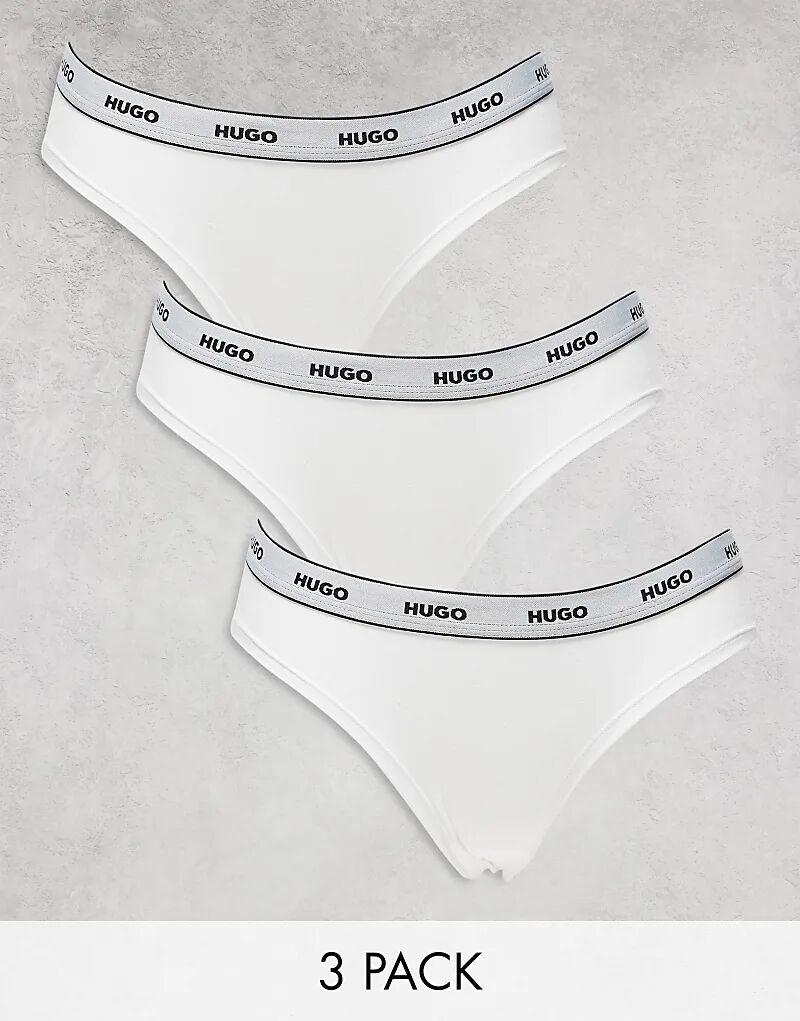 

HUGO Bodywear, комплект из 3 трусов белого цвета с логотипом на поясе Hugo Red