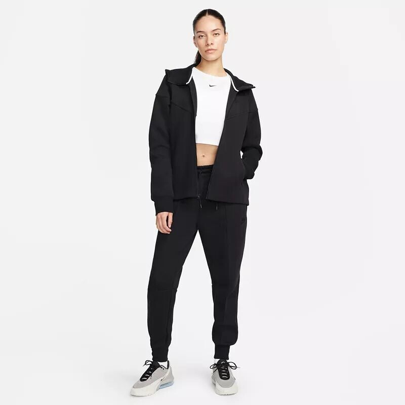 Женская худи с молнией во всю длину Nike Sportswear из технического флиса Windrunner, черный — фото 2
