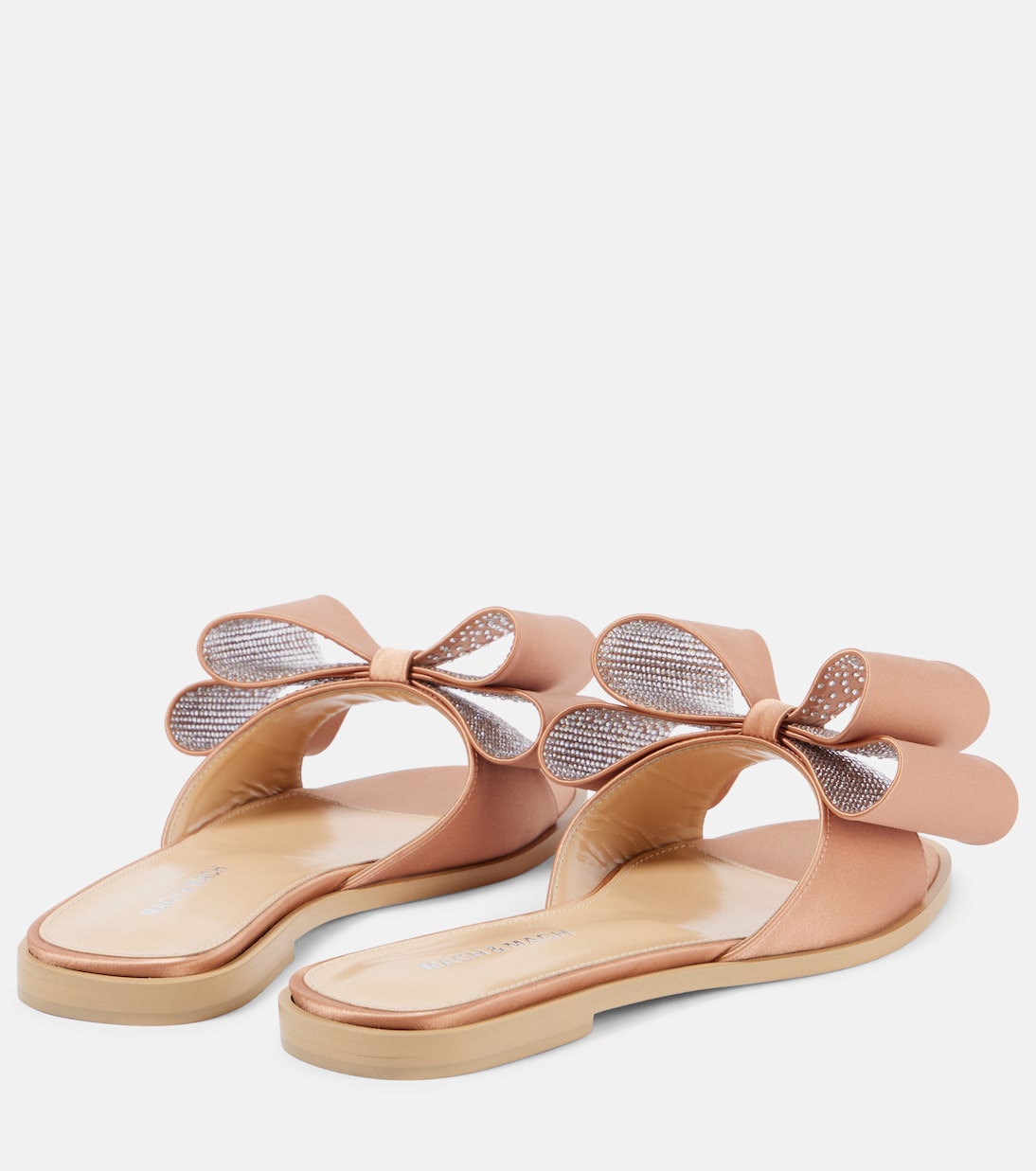 Атласные шлепанцы Le Cadeau с двойным бантом Mach & Mach, Gold Brown — фото 3