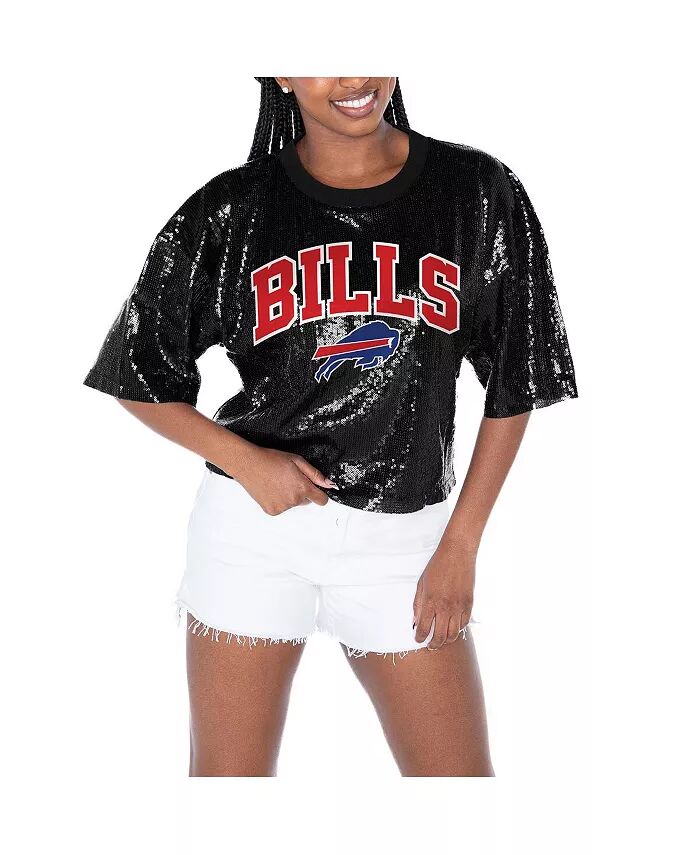 

Женская черная футболка Buffalo Bills Rise Up с пайетками Gameday Couture