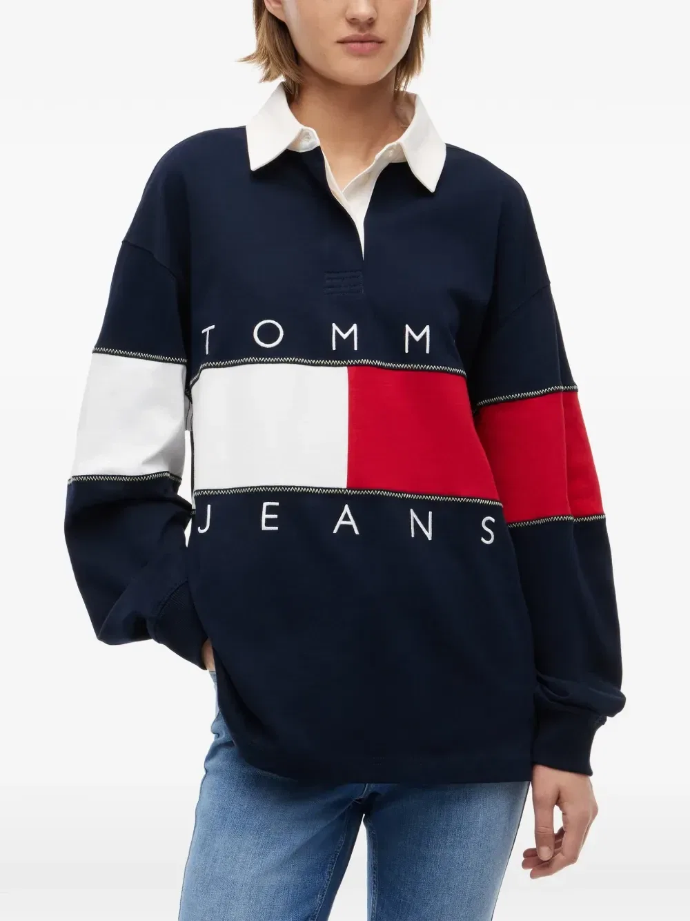 Свитшот с вышитым логотипом Tommy Hilfiger, синий — фото 3