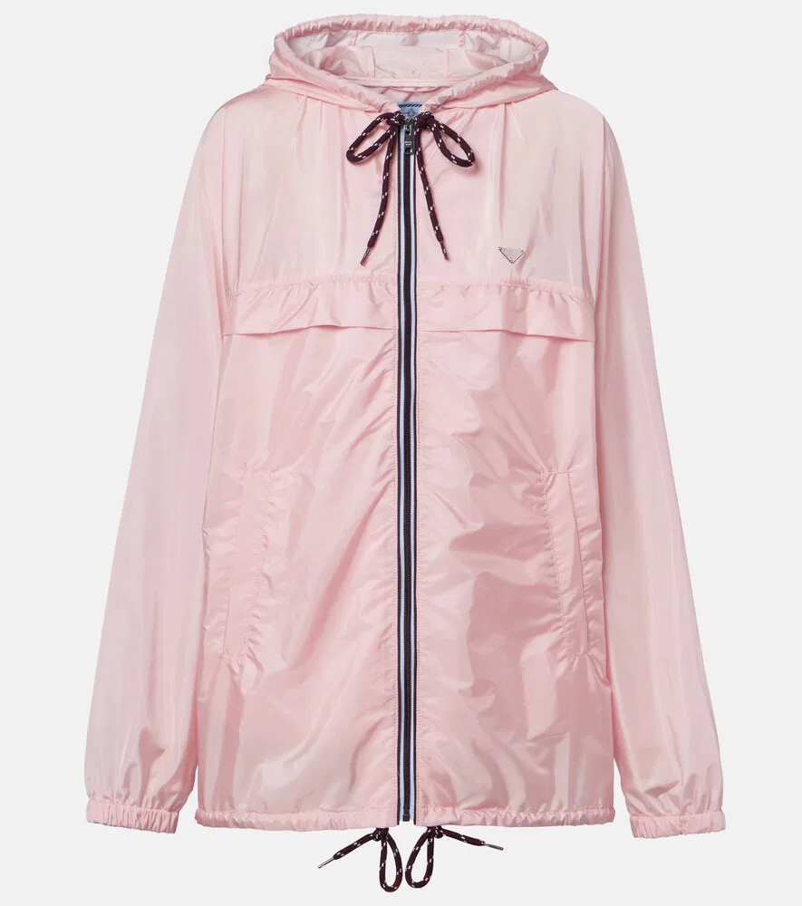 Куртка с капюшоном из нейлона Re-Nylon Prada, розовый