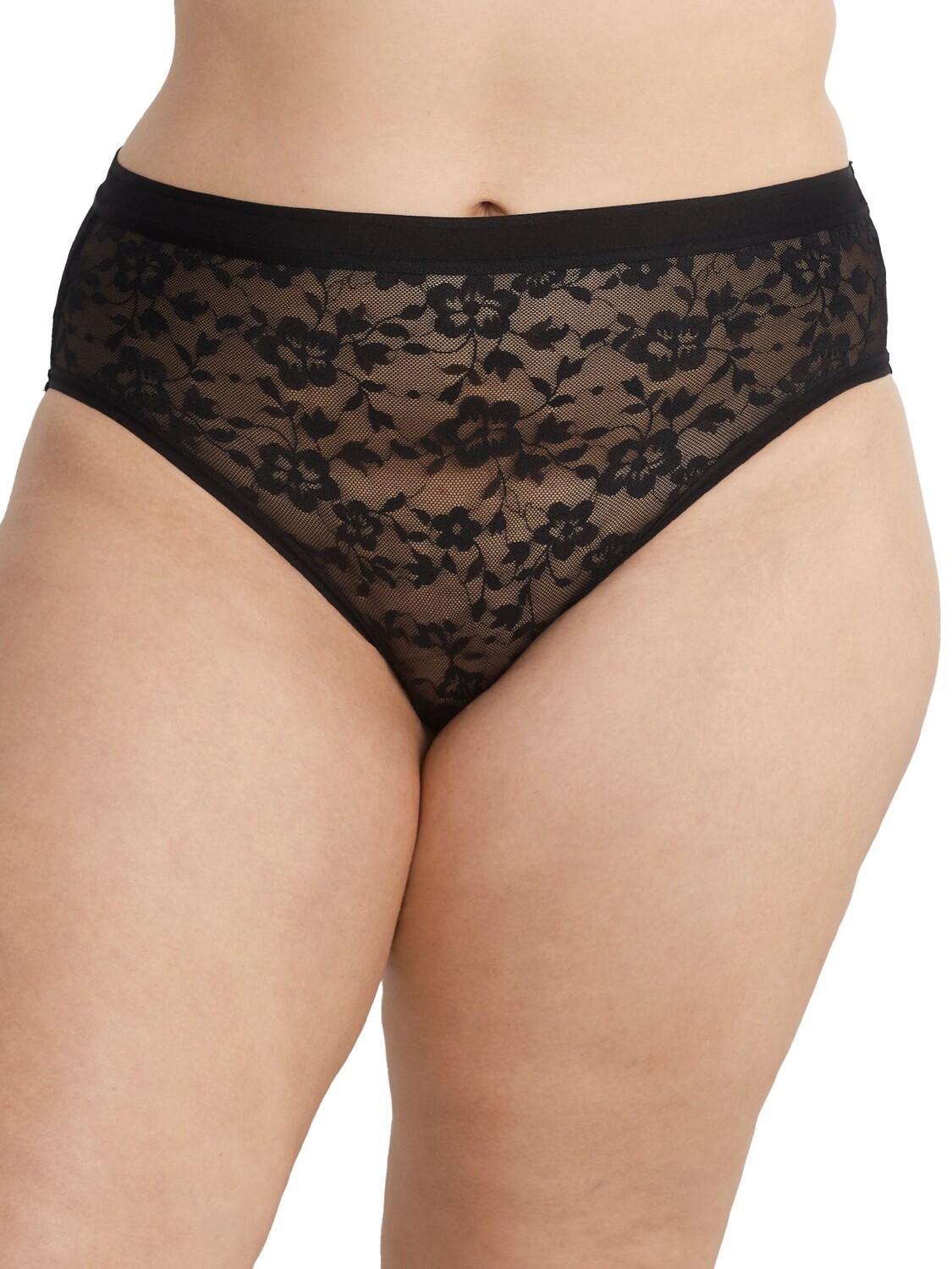 

Женские кружевные трусы с высоким вырезом Curvy Couture, цвет Black Hue