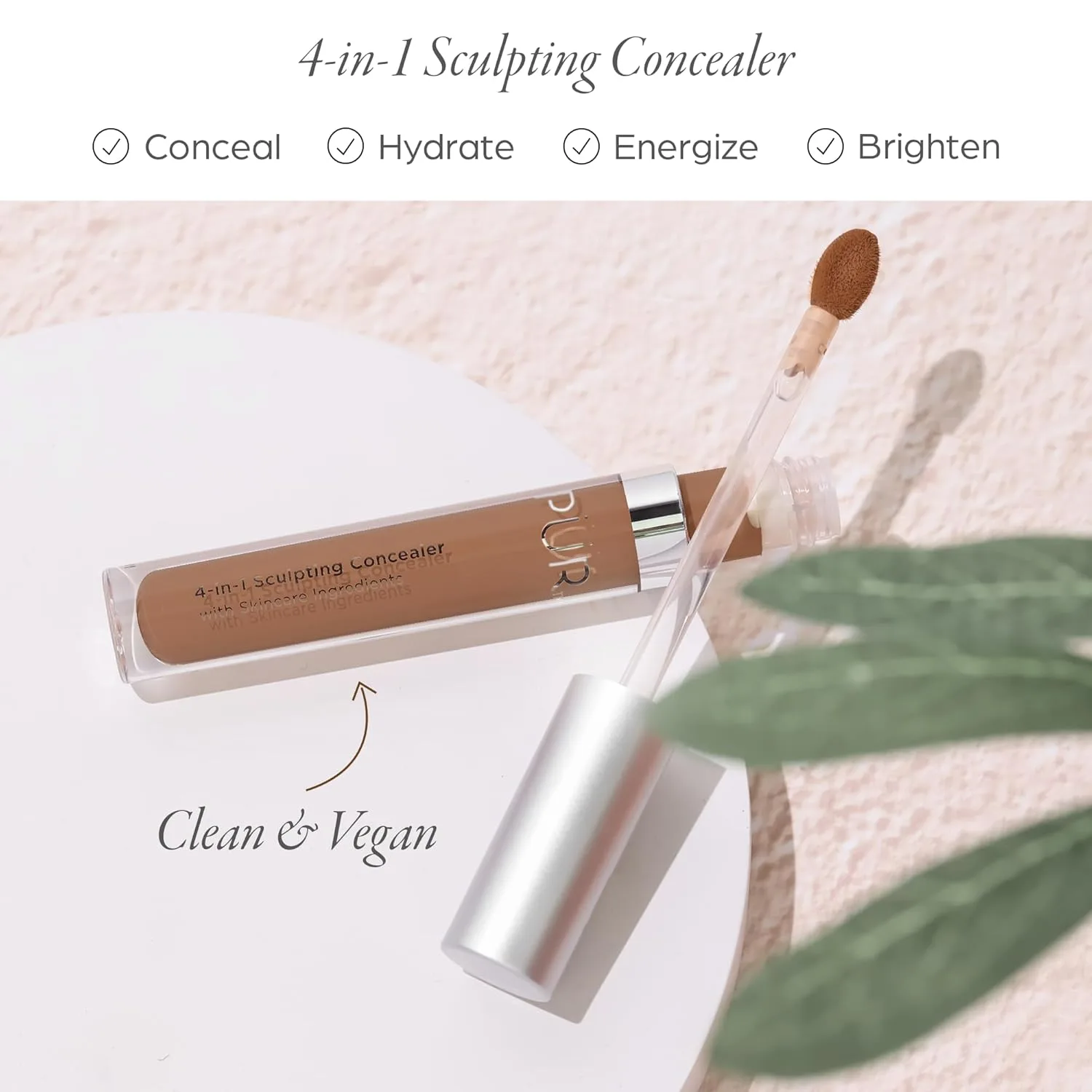 PÜR MINERALS 4-in-1 Sculpting Concealer для женщин - маскирует, осветляет, разглаживает и корректирует, увлажняющий консилер с покрытием от среднего до полного для темных кругов, Hazelnut - rich brown skin with neutral undertones — фото 2
