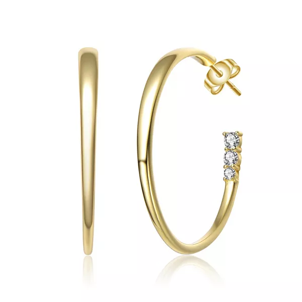 

Серьги-Кольца с тремя камнями, родиевым покрытием и кубическим цирконием, из стерлингового серебра Genevive, gold