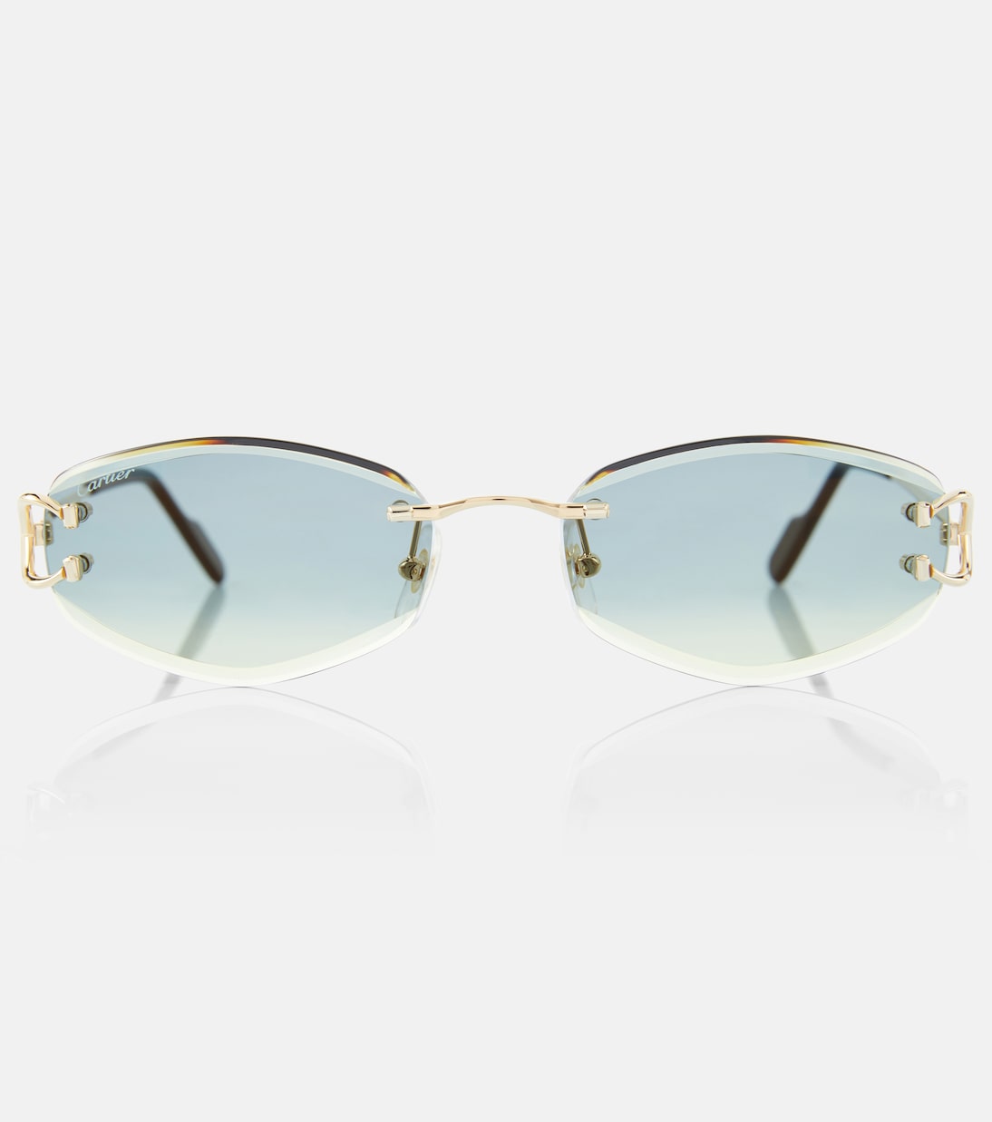 

Signature C овальные солнцезащитные очки Cartier Eyewear Collection, Gold-Gold-Green