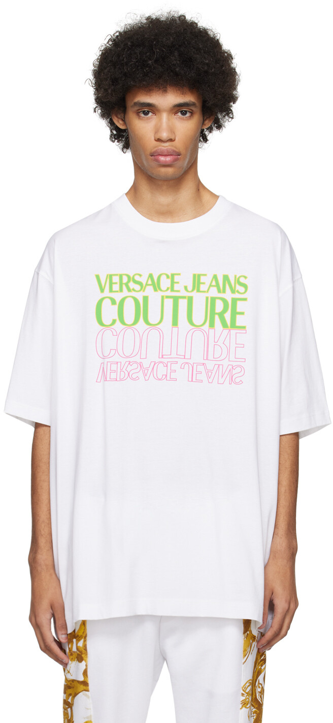 

Белая футболка с переворотом Versace Jeans Couture