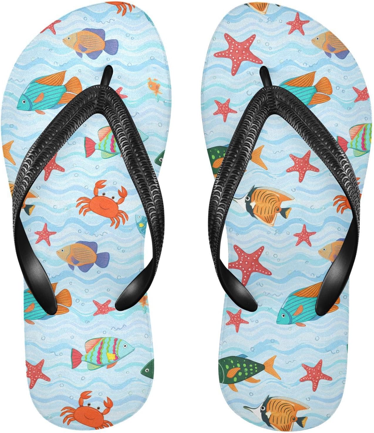 

Яркие синие пляжные шлепанцы Colorful Fish для женщин и мужчин Kfbe