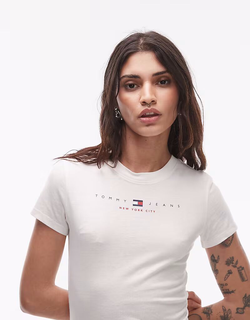 

Футболка Tommy Jeans USA с линейным логотипом белого цвета