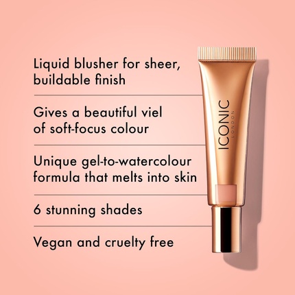 Легкие жидкие кремовые румяна Sheer Blush — не тестируются на животных и подходят для веганов Iconic London — фото 2