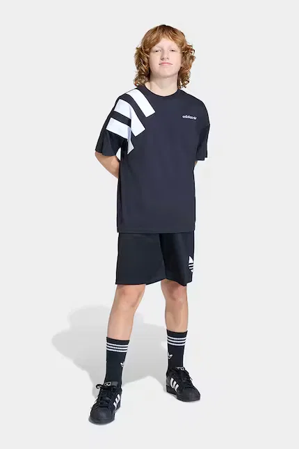 Футболка детская из хлопка T-shirt bawełniany dziecięcy Adidas Originals, черный — фото 4