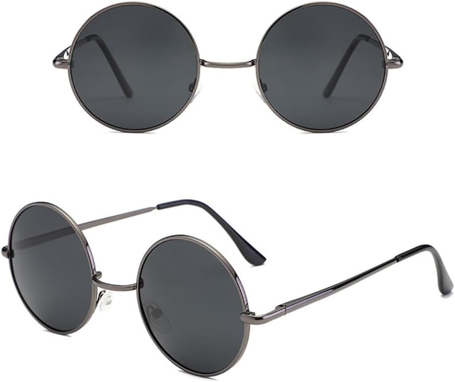 

Поляризованные круглые металлические солнцезащитные очки, повседневные солнцезащитные очки для женщин в стиле ретро с защитой от УФ-излучения UV400, мужские черные солнцезащитные очки, m34751 generic, 2 Grey Grey