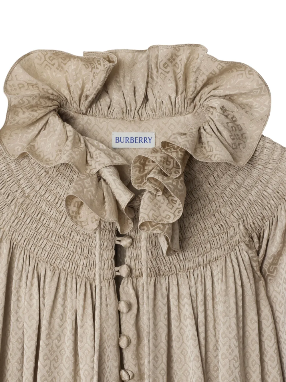 Блузка Burberry с оборками и геометричным узором, нейтральный — фото 2