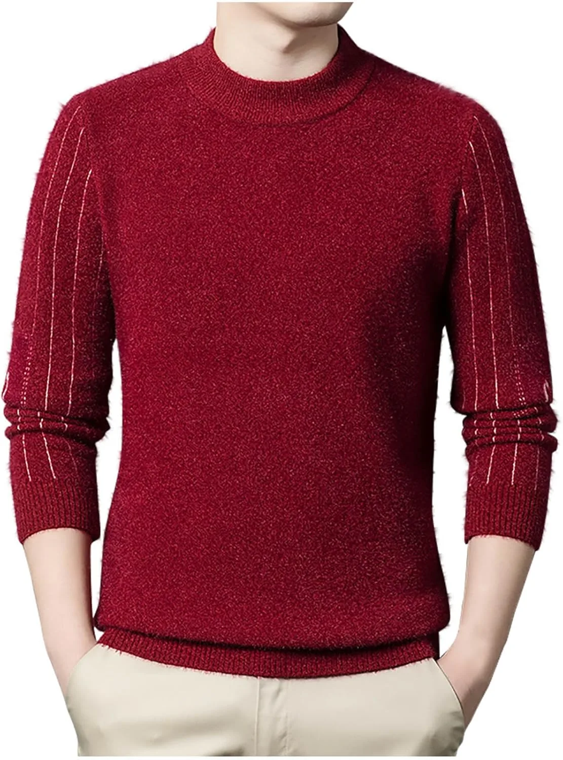 

Мужской свитер с круглым вырезом и длинными рукавами, кабельная вязка, теплый зимний AQAYL