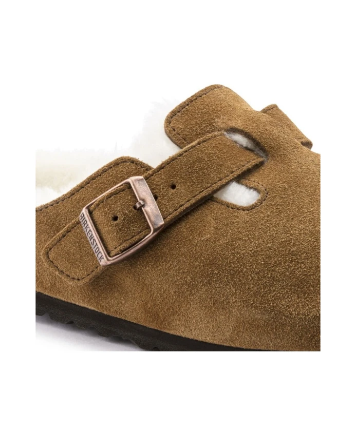 Мюли Birkenstock Boston Shearling Suede Leather узкие, коричневый — фото 4