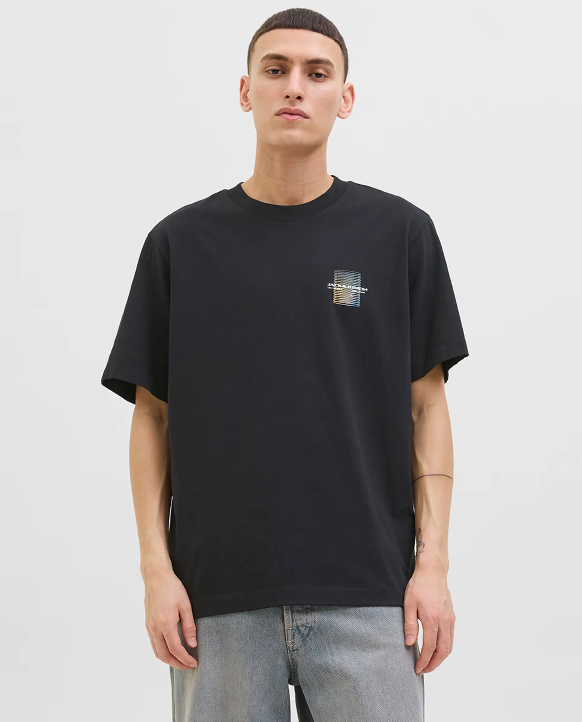 

Мужская футболка с коротким рукавом и боковым принтом Jack & Jones, черный