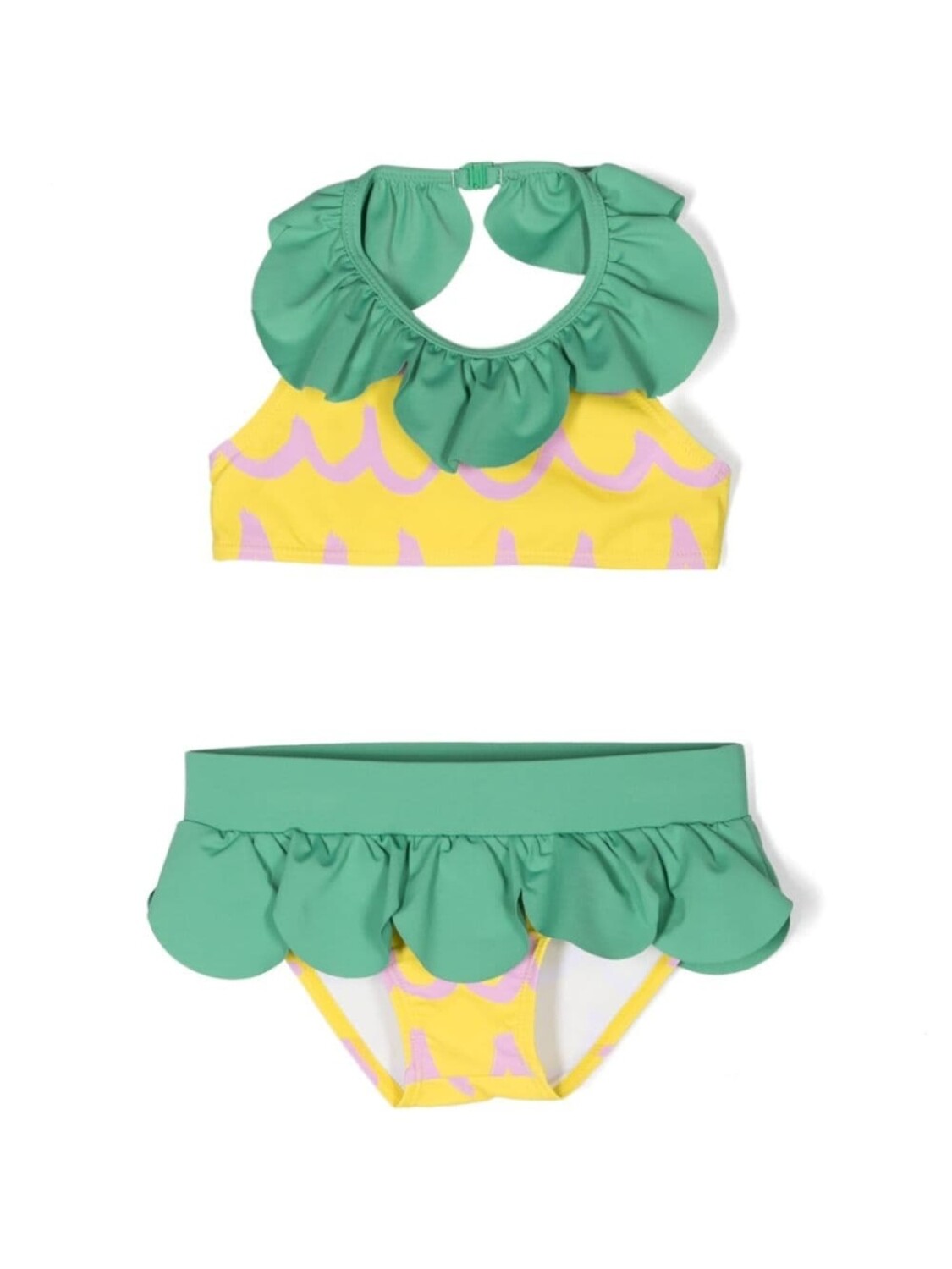 

Stella McCartney Kids бикини с оборками и принтом, желтый