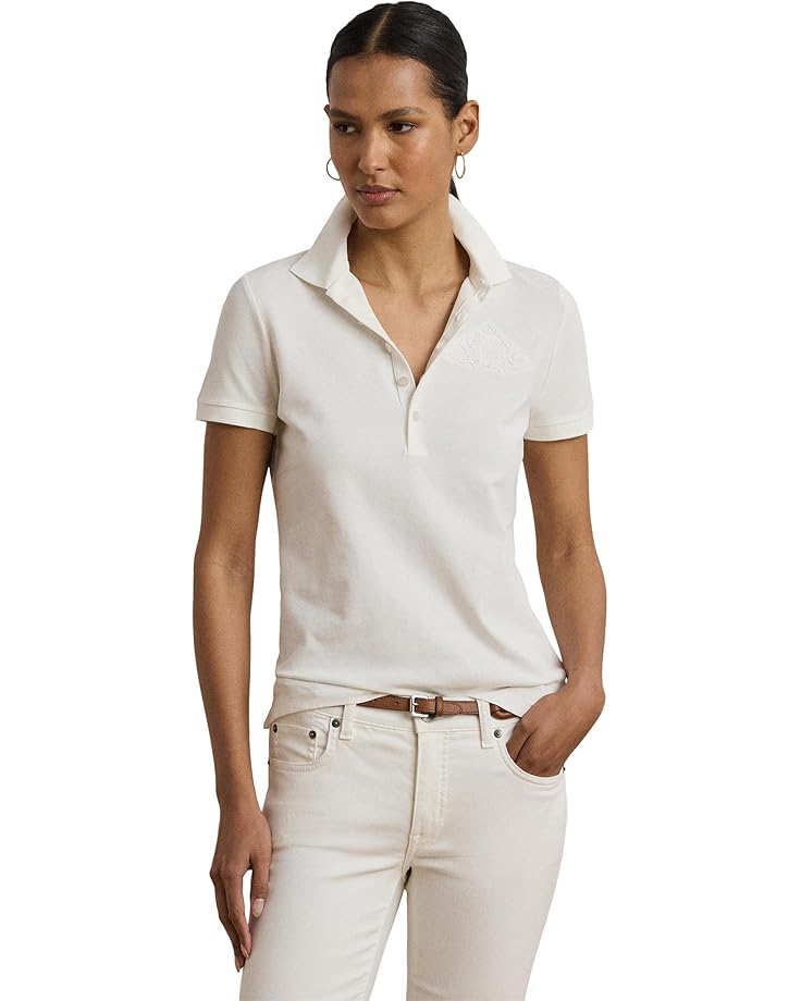

Рубашка поло Lauren Ralph Lauren Floral-Logo Cotton Piqué Polo Shirt, белый