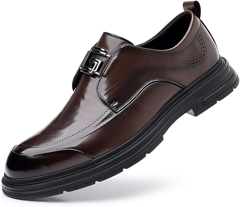 

Мужские бизнес-кэжуал кожаные туфли британского стиля с округлым носком Tgrnfhkpyy, коричневый