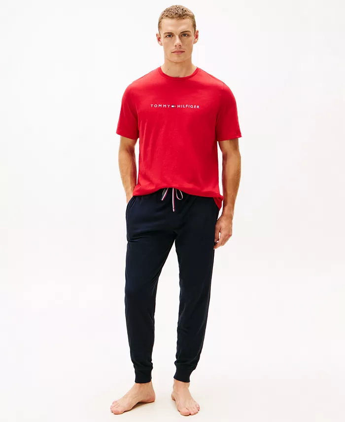 

Двухкомпонентный комплект для сна из велюрового джерси: топ и пижамные штаны Tommy Hilfiger, красный