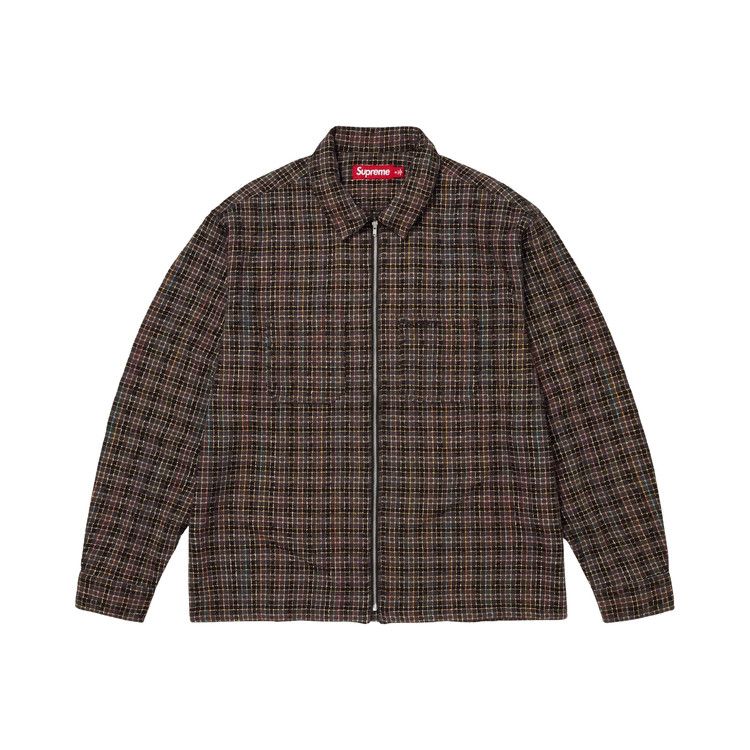 

Рубашка Supreme Metallic Plaid Zip Up Shirt, Washed Black