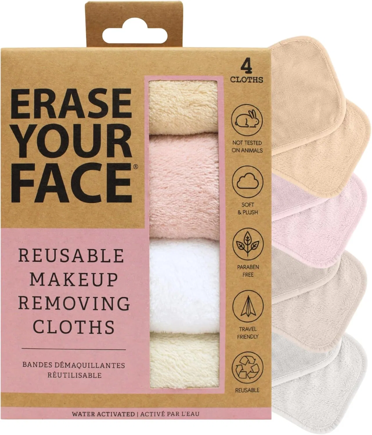 Многоразовые салфетки для снятия макияжа Erase Your Face, 4 шт, 1 упаковка